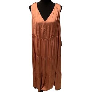 Maggy London Empire Waist Sleeveless Tiered Maxi Dress Desert Sand 16W NWT